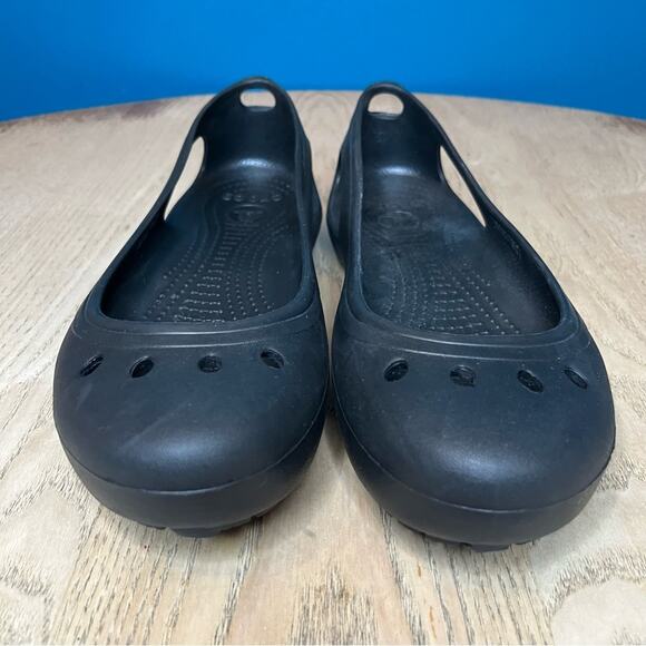 CROCS Kadee Black Ballet Flats Slip On Round Toe Cut Out Women’s Size 10 - Picture 5 of 8
